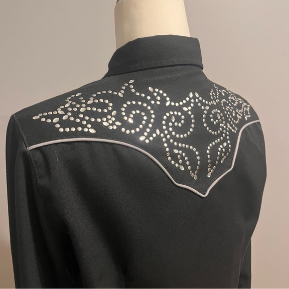 Roper Black Western Shirt with Rhinestones - Picture 7 of 13